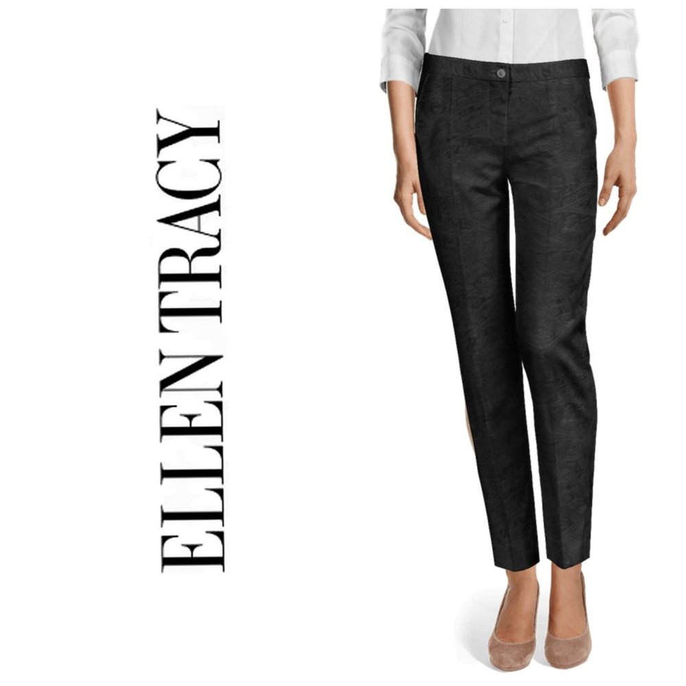 ELLEN TRACY Paisley Embroidered Ankle Pants